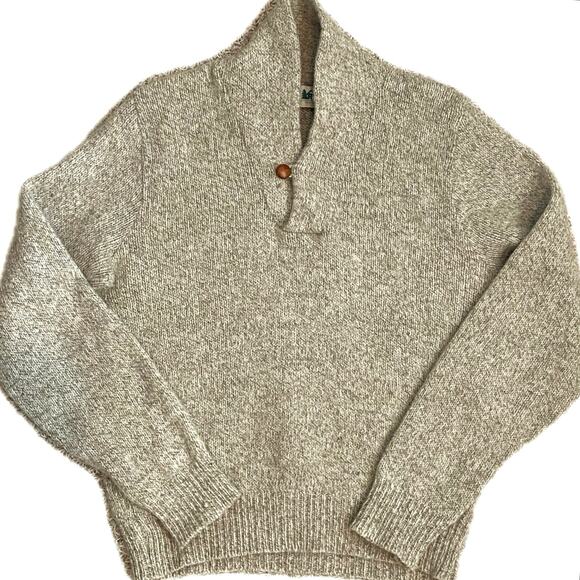 VTG REI Ragg Wool Knit Sweater Button Shawl Collar Mens XL Fisherman Cabin Heavy - Picture 1 of 8